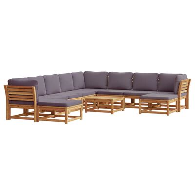 vidaXL 11 Piece Patio Lounge Set with Cushions Solid Wood Acacia