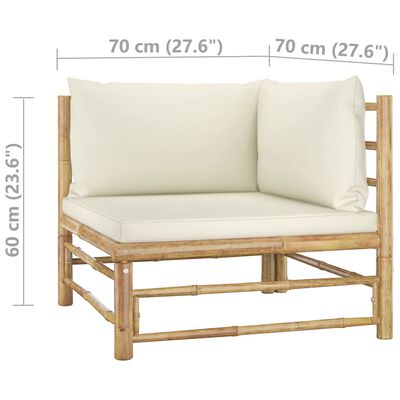 vidaXL 7 Piece Patio Lounge Set with Cream White Cushions Bamboo