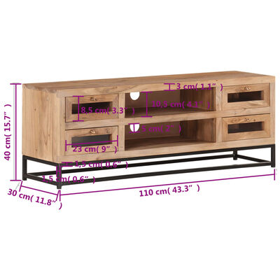 vidaXL TV Stand 43.3"x11.8"x15.7" Solid Wood Acacia