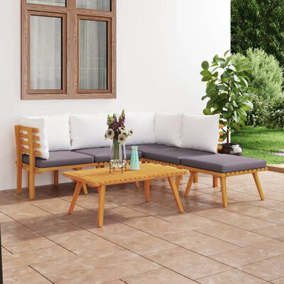 vidaXL 6 Piece Patio Lounge Set with Cushions Solid Acacia Wood