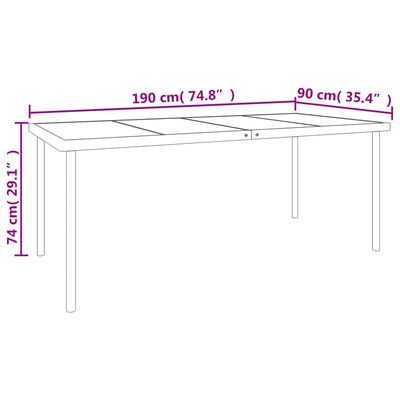 vidaXL 9 Piece Patio Dining Set Black Steel and Textilene