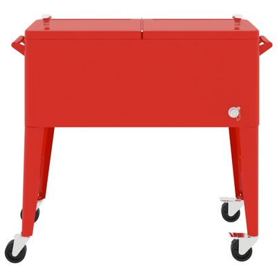 vidaXL Cooler Cart with Wheels Red 36.2"x16.9"x35"