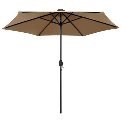 vidaXL Garden Parasol with LED Lights and Aluminum Pole 106.3" Taupe