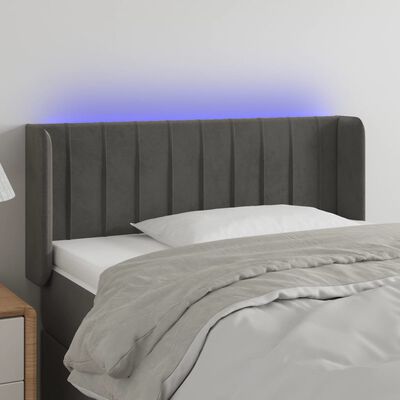 vidaXL LED Headboard Dark Gray 40.6"x6.3"x30.7"/34.6" Velvet