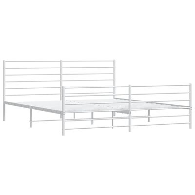 vidaXL Metal Bed Frame without Mattress with Footboard White 76"x79.9"