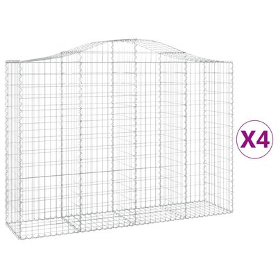 vidaXL Arched Gabion Baskets 4 pcs 78.7"x19.7"x55.1"/63" Galvanized Iron