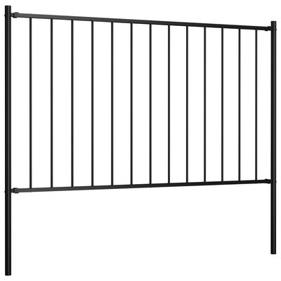 vidaXL Fence Panel with Posts Powder-coated Steel 5.6'x3.3' Black