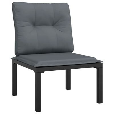 vidaXL Patio Chair with Cushions Black and Gray Poly Rattan