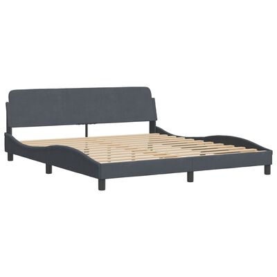 vidaXL Bed Frame with Headboard Dark Gray 72"x83.9" California King Velvet