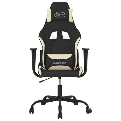 vidaXL Gaming Chair with Footrest Black and Cream Fabric