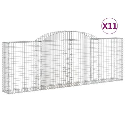 vidaXL Arched Gabion Baskets 11 pcs 118.1"x11.8"x39.4"/47.2" Galvanized Iron