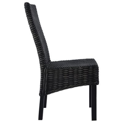 vidaXL Dining Chairs 2 pcs Black Kubu Rattan and Mango Wood