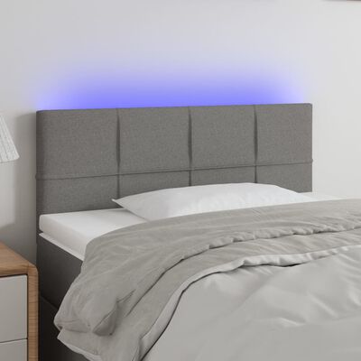 vidaXL LED Headboard Dark Gray 39.4"x2"x30.7"/34.6" Fabric