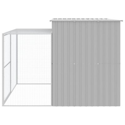 vidaXL Dog House with Run Light Gray 84.3"x99.6"x71.3" Galvanized Steel