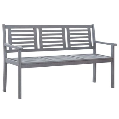 vidaXL 3-Seater Patio Bench with Cushion 59.1" Gray Eucalyptus Wood