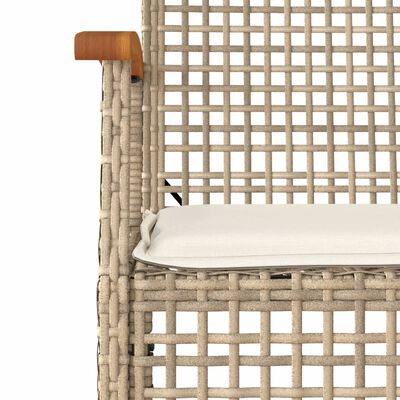 vidaXL 3 Piece Bistro Set with Cushions Beige Poly Rattan Acacia Wood