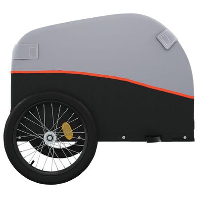 vidaXL Bike Trailer Black and Orange 99.2 lb Iron