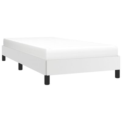 vidaXL Bed Frame White 39.4"x74.8" Twin Faux Leather