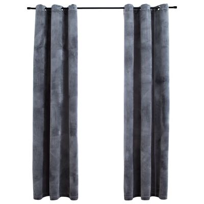 vidaXL Blackout Curtains with Rings 2 pcs Anthracite 37"x63" Velvet