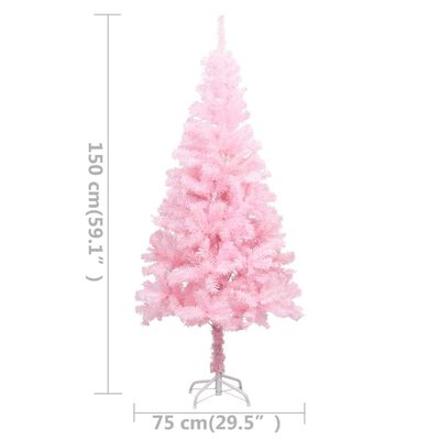 vidaXL Artificial Pre-lit Christmas Tree with Ball Set Pink 59.1" PVC