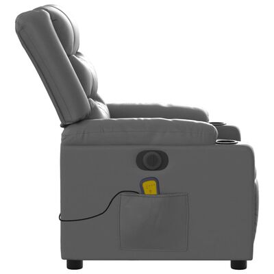 vidaXL Electric Massage Recliner Chair Gray Faux Leather