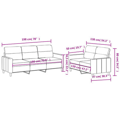 vidaXL 2 Piece Sofa Set with Cushions Dark Gray Fabric