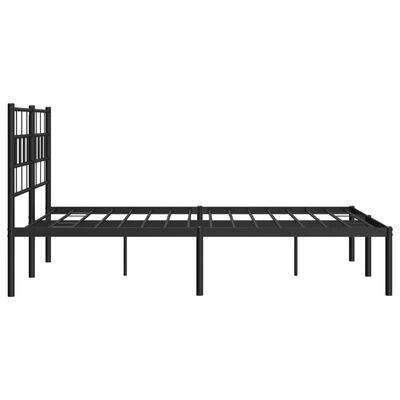 vidaXL Metal Bed Frame without Mattress with Headboard Black 59.1"x78.7"