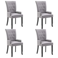 vidaXL Dining Chairs with Armrests 4 pcs Light Gray Fabric