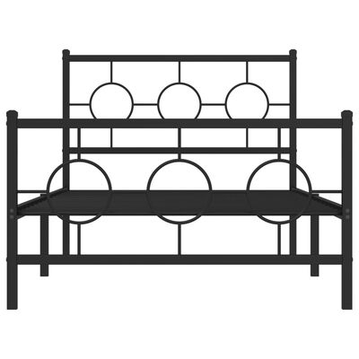 vidaXL Metal Bed Frame without Mattress with Footboard Black 39.4"x78.7"