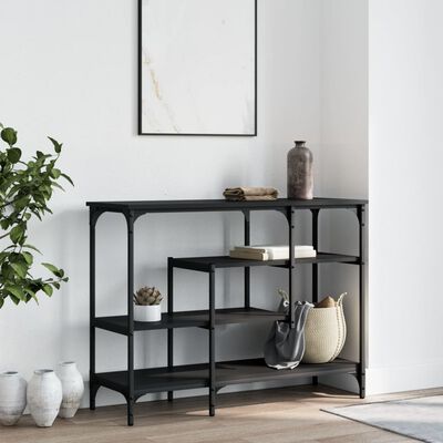 vidaXL Console Table with Shelves Black 39.4"x13.8"x29.5"