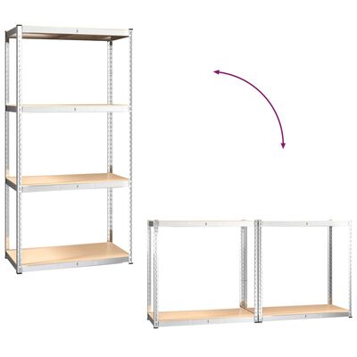 vidaXL 4-Layer Shelves 4 pcs Silver Steel&Engineered Wood