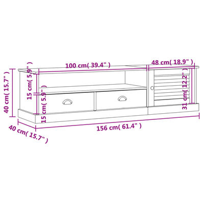 vidaXL TV Stand VIGO 61.4"x15.7"x15.7" Solid Wood Pine