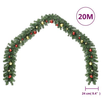 vidaXL Christmas Garland Decorated with Baubles 787.4"