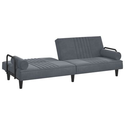 vidaXL Sofa Bed with Armrests Dark Gray Velvet