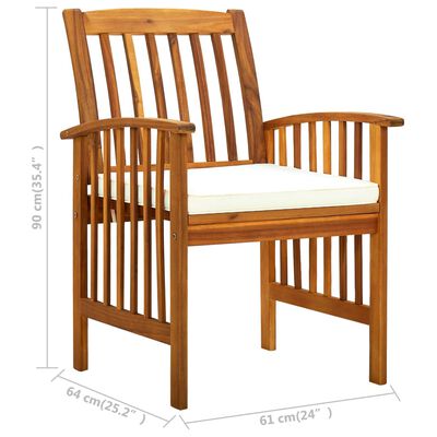 vidaXL Patio Dining Chairs 4 pcs with Cushions Solid Wood Acacia