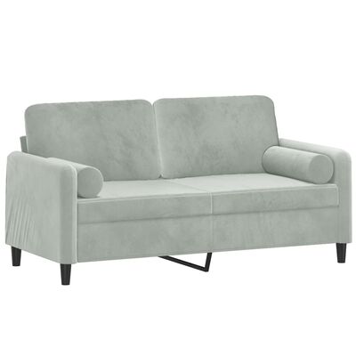 vidaXL 2-Seater Sofa with Throw Pillows Light Gray 55.1" Velvet