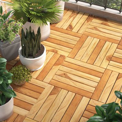 vidaXL Decking Tiles 20 pcs 11.8"x11.8" Solid Wood Teak Vertical Pattern