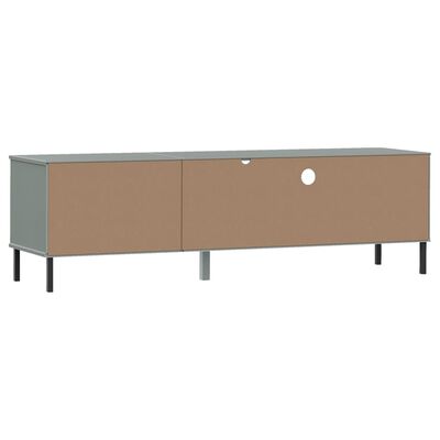 vidaXL TV Stand with Metal Legs Gray Solid Wood Pine OSLO