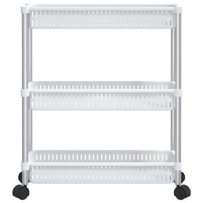 vidaXL 3-Tier Storage Trolley Silver and White Aluminum