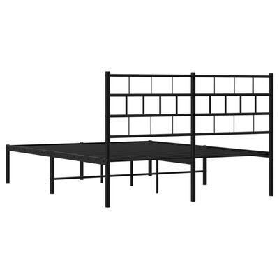 vidaXL Metal Bed Frame without Mattress with Headboard Black 59.1"x78.7"