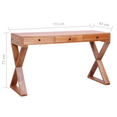 vidaXL Computer Desk Natural 45.3"x18.5"x30.3" Solid Mahogany Wood