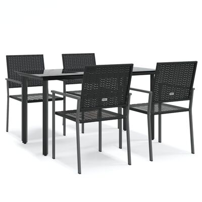 vidaXL 5 Piece Patio Dining Set Poly Rattan and Steel