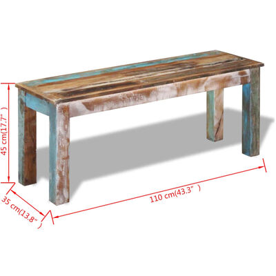 vidaXL Bench Solid Reclaimed Wood 43.3"x13.8"x17.7"