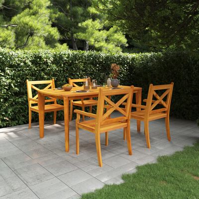 vidaXL 5 Piece Patio Dining Set Solid Wood Acacia