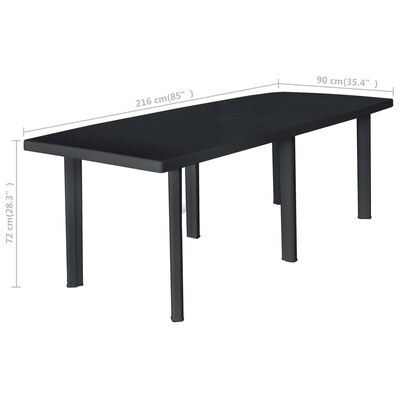 vidaXL Patio Table Anthracite 85"x35.4"x28.3" Plastic