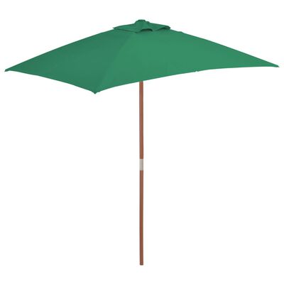 vidaXL Garden Parasol with Wooden Pole 59.1"x78.7" Green