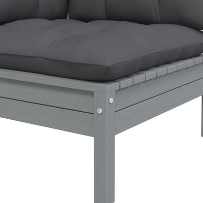 vidaXL 2-Seater Patio Sofa with Cushions Gray Solid Pinewood