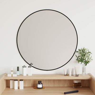 vidaXL Wall Mirror Black Ø 23.6" Round