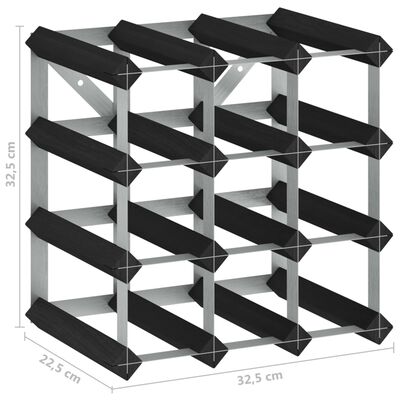 vidaXL Wine Rack for 12 Bottles Black Solid Pine Wood