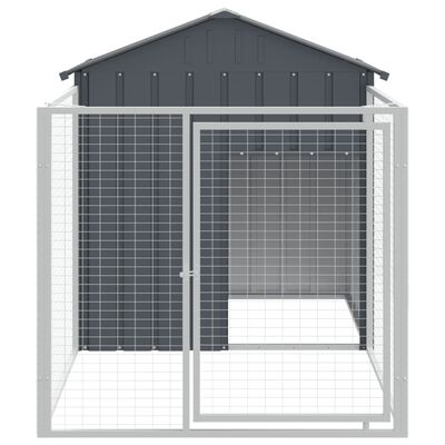 vidaXL Dog House with Run Anthracite 46.1"x79.1"x48.4" Galvanized Steel